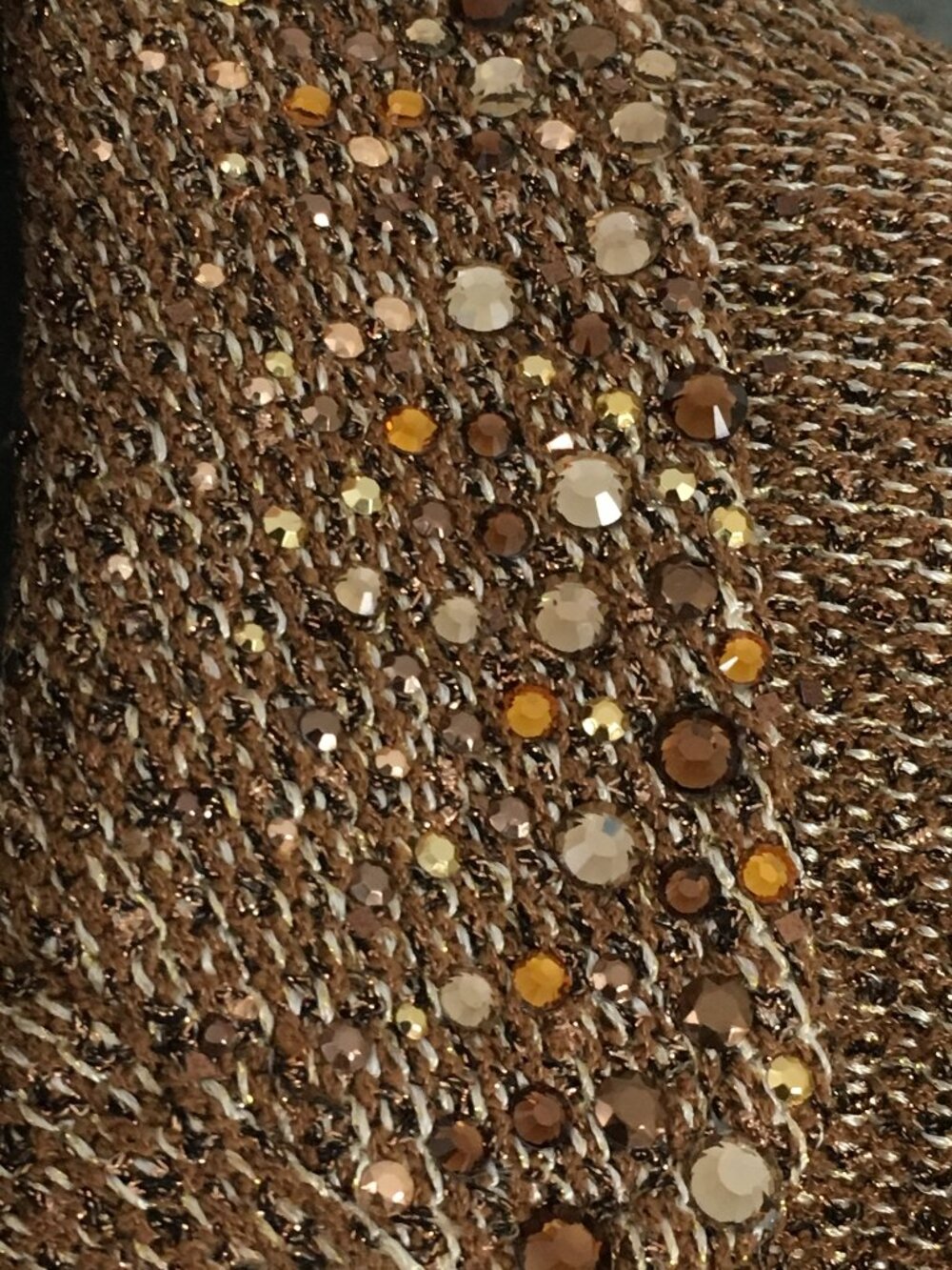 BEAUTIFUL St John evening knit brown tan multi embellished skirt suit size 12 - Picture 7 of 10